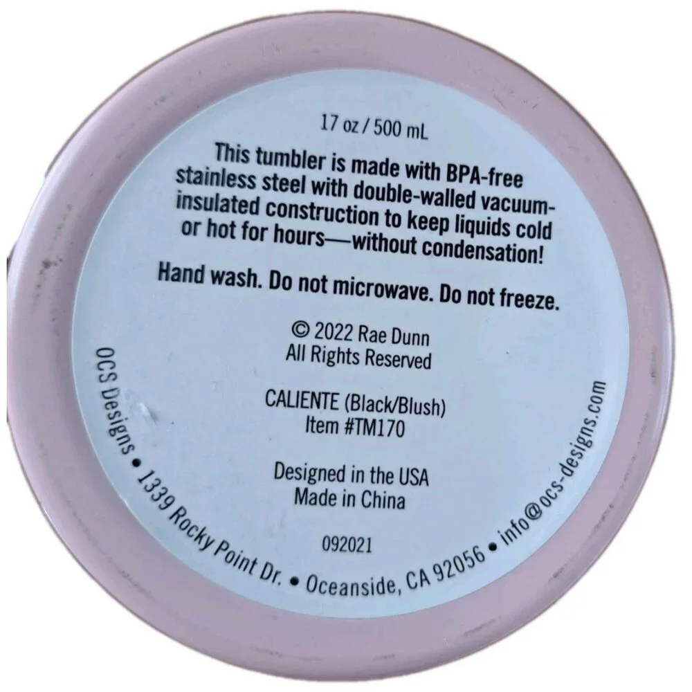 Rae Dunn Pink 17 oz. Stainless 